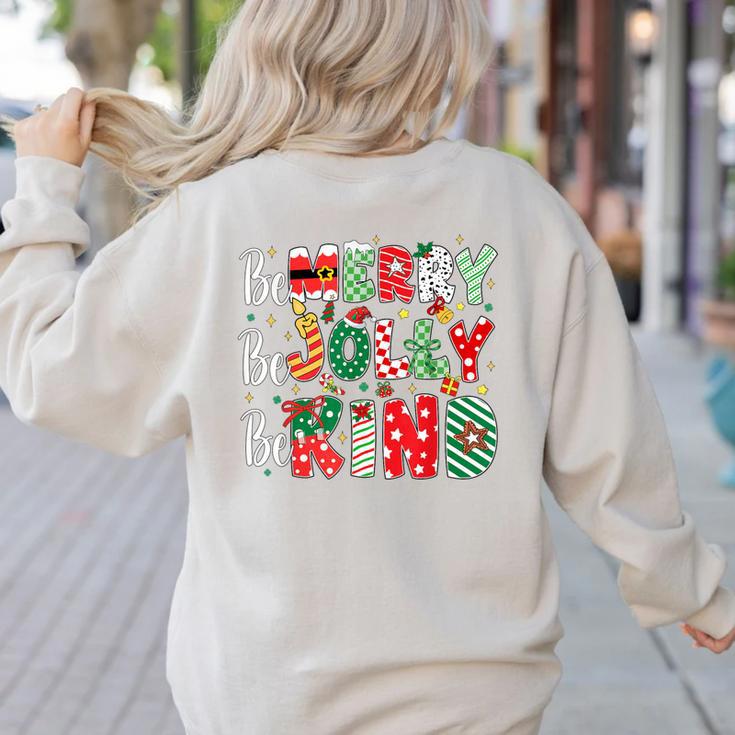 Be Merry Be Jolly Be Kind Merry Christmas Teacher Xmas PJs Women's Sweatshirt Back Print Be Merry Be Jolly Be Kind Merry Christmas Teacher Xmas PJs Women's Sweatshirt Back Print