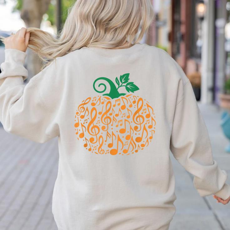 Music Notes Pumpkin Music Teacher Halloween Women's Sweatshirt Back Print Music Notes Pumpkin Music Teacher Halloween Women's Sweatshirt Back Print