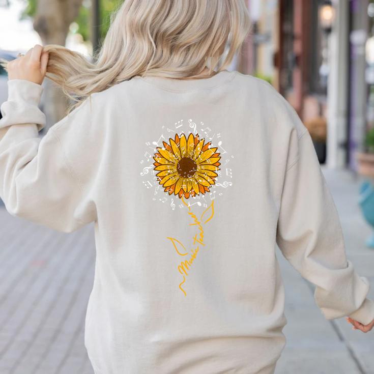 Music Teacher Shirt Sunflower Music Notes Musician Singer Women's Sweatshirt Back Print Music Teacher Shirt Sunflower Music Notes Musician Singer Women's Sweatshirt Back Print