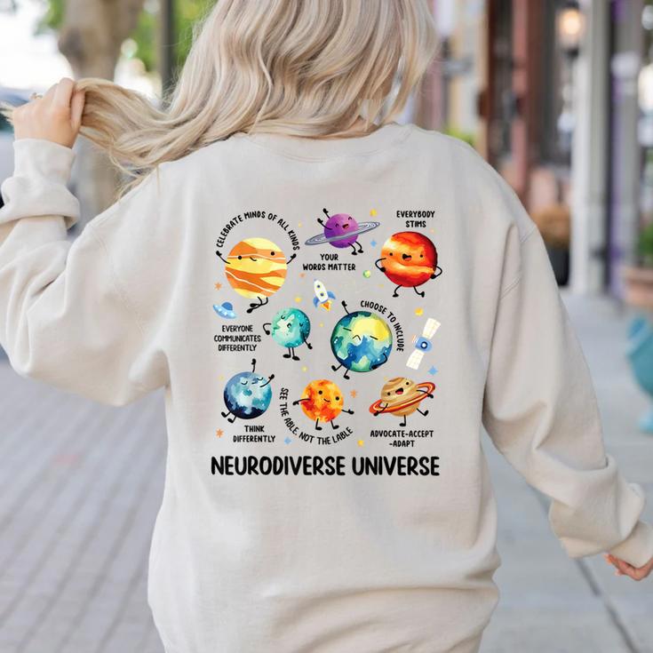 Neurodiverse Universe Space Planet Special Education Teacher Women's Sweatshirt Back Print Neurodiverse Universe Space Planet Special Education Teacher Women's Sweatshirt Back Print