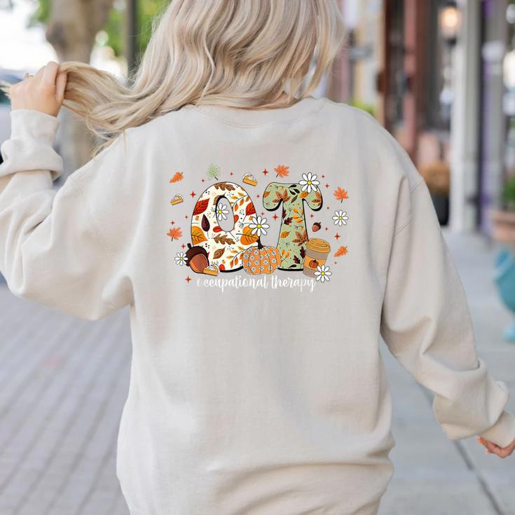 Occupational Therapy Fall Autumn Pumpkin Flower OTA Teacher Women's Sweatshirt Back Print Occupational Therapy Fall Autumn Pumpkin Flower OTA Teacher Women's Sweatshirt Back Print