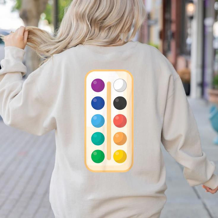Paint Palette ArtSet Halloween Costume For Teachers Students For Men Women Kids Women's Sweatshirt Back Print Paint Palette ArtSet Halloween Costume For Teachers Students For Men Women Kids Women's Sweatshirt Back Print