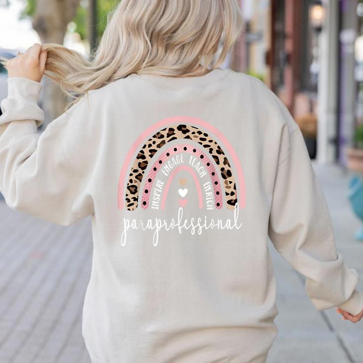 Paraprofessional Rainbow Para Teacher Parapro Women's Sweatshirt Back Print Paraprofessional Rainbow Para Teacher Parapro Women's Sweatshirt Back Print