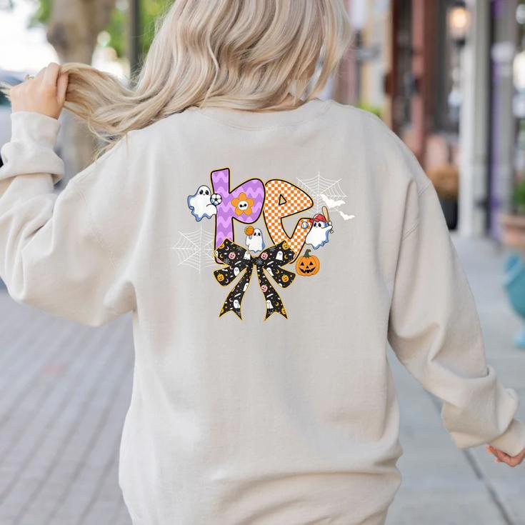 PE Teacher Coach Coquette Ghost Halloween Physical Education Women's Sweatshirt Back Print PE Teacher Coach Coquette Ghost Halloween Physical Education Women's Sweatshirt Back Print