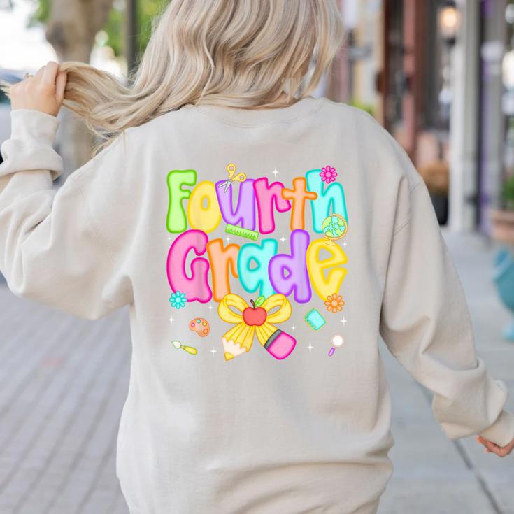 Preppy Fourth Grade Back To School 4th Grade Teacher Girls Women's Sweatshirt Back Print Preppy Fourth Grade Back To School 4th Grade Teacher Girls Women's Sweatshirt Back Print
