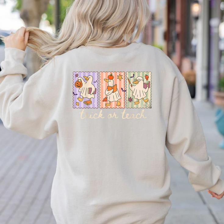 Preppy Goose Teacher Trick Or Teach Halloween Teacher Goose Women's Sweatshirt Back Print Preppy Goose Teacher Trick Or Teach Halloween Teacher Goose Women's Sweatshirt Back Print