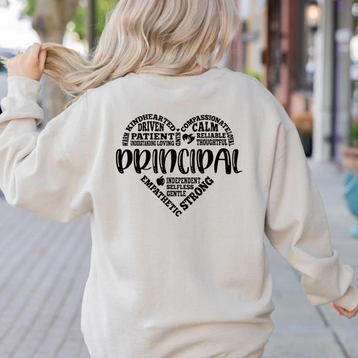 Principal Heart Life School Principal Teacher Appreciation Women's Sweatshirt Back Print Principal Heart Life School Principal Teacher Appreciation Women's Sweatshirt Back Print