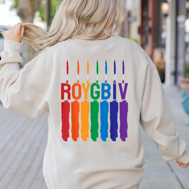Rainbow Roygbiv Kids Artist Costume Art Teacher Women's Sweatshirt Back Print Rainbow Roygbiv Kids Artist Costume Art Teacher Women's Sweatshirt Back Print