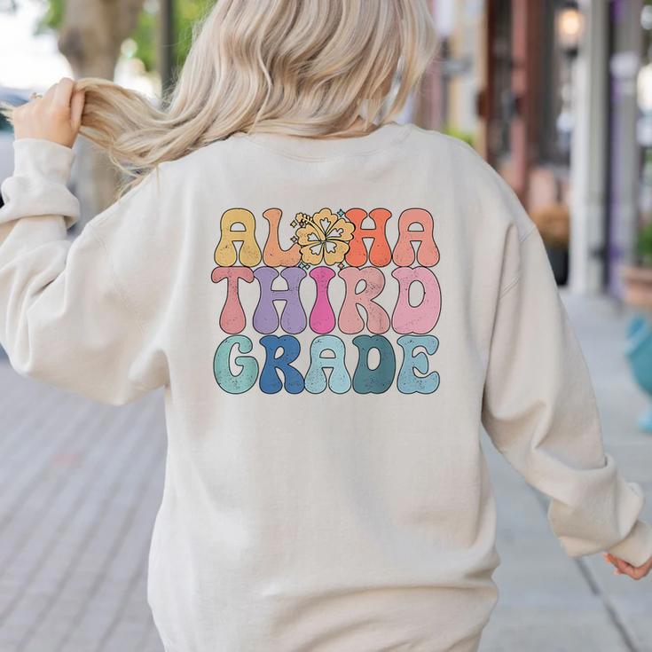 Retro Aloha Third Grade Teacher Summer Vacation Beach Hawaii Women's Sweatshirt Back Print Retro Aloha Third Grade Teacher Summer Vacation Beach Hawaii Women's Sweatshirt Back Print