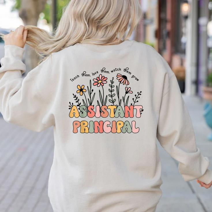 Retro Floral Assistant Principal Shirt For Teachers Day Women's Sweatshirt Back Print