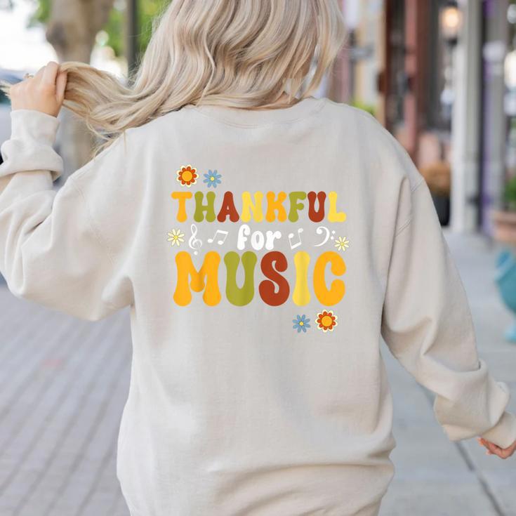 Retro Thankful For Music Floral Music Teacher Thanksgiving Men Women Women's Sweatshirt Back Print Retro Thankful For Music Floral Music Teacher Thanksgiving Men Women Women's Sweatshirt Back Print