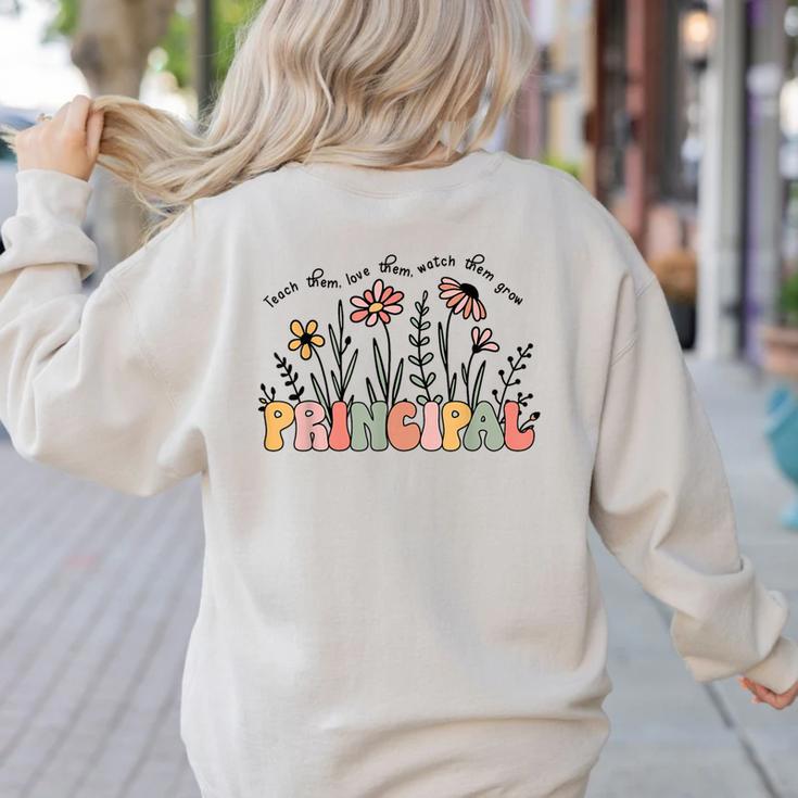 Retro Vintage Floral Principal Shirt For Women Teachers Day Women's Sweatshirt Back Print