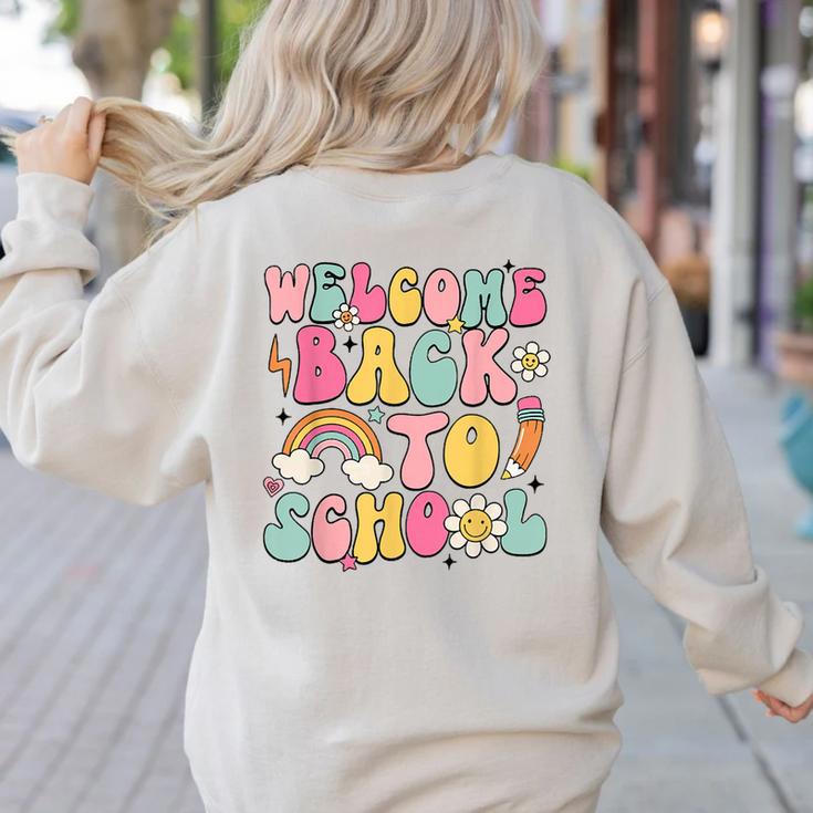 Retro Welcome Back To School Teacher Appreciation Boys Girls Women's Sweatshirt Back Print