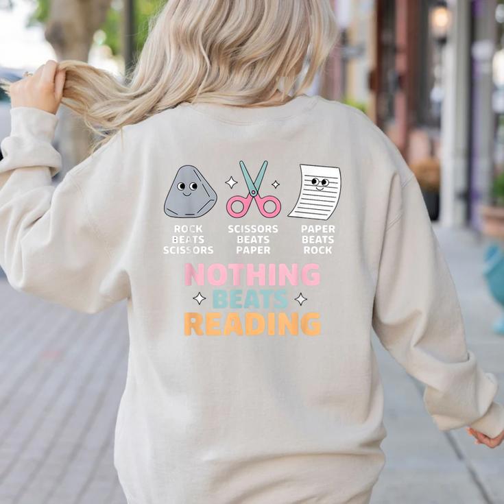 Rock Paper Scissors Teacher Librarian Nothing Beats Reading Women's Sweatshirt Back Print Rock Paper Scissors Teacher Librarian Nothing Beats Reading Women's Sweatshirt Back Print