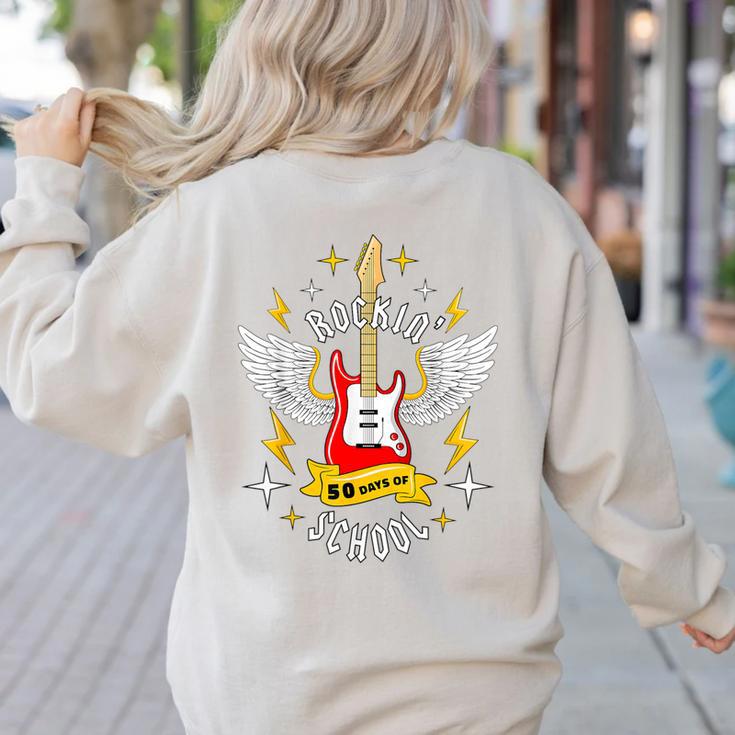Rockin 50 Days Of School 50th Day Of School Teacher Student Men Women Girls Kids Women's Sweatshirt Back Print