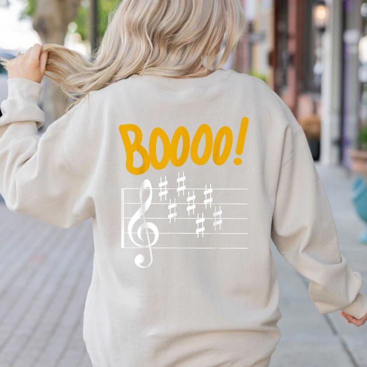Scary Key Signature Boo Music Halloween Musician Teacher Men Women Women's Sweatshirt Back Print