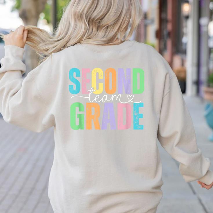Second Grade Team Heart Teacher Student Back To School Girls Women's Sweatshirt Back Print