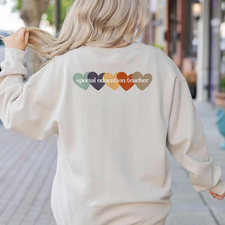 Special Education Teacher Heart Back To School Teach Rainbow Men Women Girls Kids Women's Sweatshirt Back Print