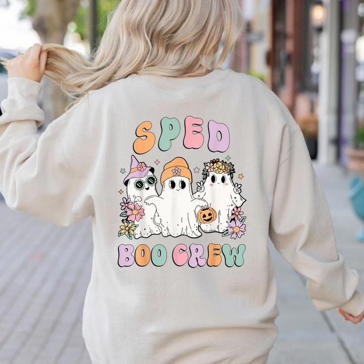 SPED Boo Crew Halloween Floral Ghost Special Ed SPED Teacher For Men Women Kids Women's Sweatshirt Back Print