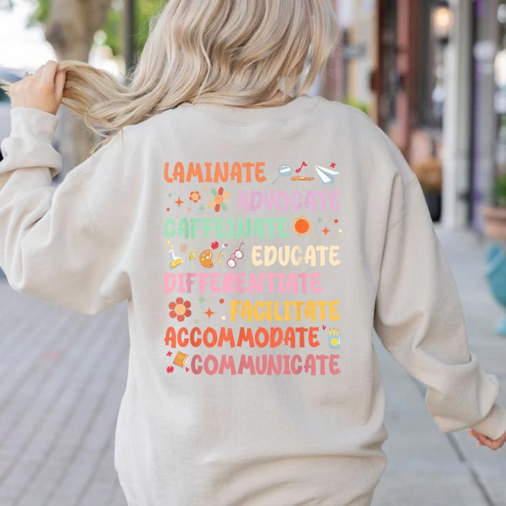 SPED Caffeinate Advocate Laminate Educate Teacher Facilitate For Men Women Women's Sweatshirt Back Print SPED Caffeinate Advocate Laminate Educate Teacher Facilitate For Men Women Women's Sweatshirt Back Print