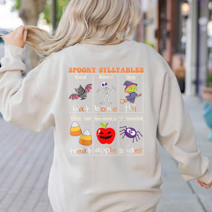 Spooky Syllables Halloween Teacher Student Education Women's Sweatshirt Back Print Spooky Syllables Halloween Teacher Student Education Women's Sweatshirt Back Print