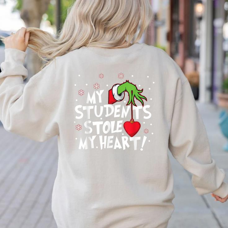My Students Stole My Heart School Teacher Christmas Men Women Kids Women's Sweatshirt Back Print
