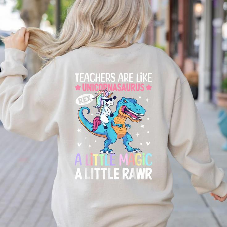 T Rex Dinosaur Unicorn Teachers Are Like Unicornasaurus Rex Women's Sweatshirt Back Print T Rex Dinosaur Unicorn Teachers Are Like Unicornasaurus Rex Women's Sweatshirt Back Print