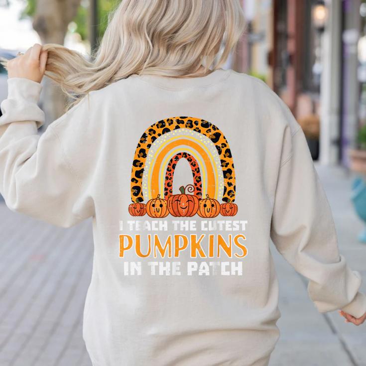 Teach Leopard Rainbow Cute Halloween Costume Teacher Women Women's Sweatshirt Back Print
