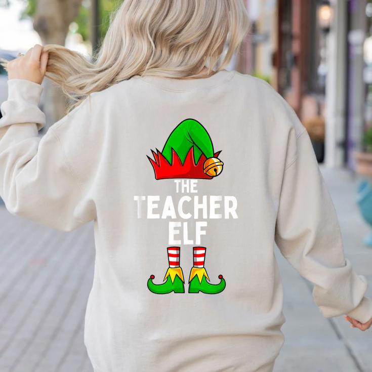 Teacher Elf Matching Family Christmas Women Men Women's Sweatshirt Back Print Teacher Elf Matching Family Christmas Women Men Women's Sweatshirt Back Print