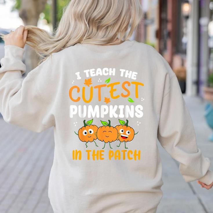 Teacher Halloween Pre-K Teacher Kindergarten Cutest Pumpkins Men Women Kids Women's Sweatshirt Back Print Teacher Halloween Pre-K Teacher Kindergarten Cutest Pumpkins Men Women Kids Women's Sweatshirt Back Print