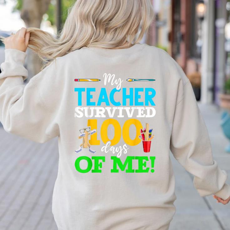 My Teacher Survived 100 Days Of Me Dab 100 Days Of School For Men Women Kids Women's Sweatshirt Back Print My Teacher Survived 100 Days Of Me Dab 100 Days Of School For Men Women Kids Women's Sweatshirt Back Print