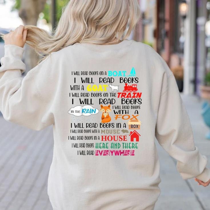 Teacher I Will Read Book On Boat Kids Women Bookworm Women's Sweatshirt Back Print