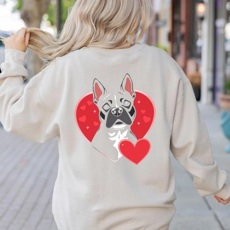 Valentine's Day Boston Terrier Women's Sweatshirt Back Print