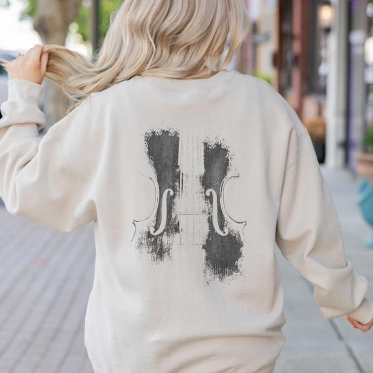 Violin Player Instrument Music Teacher Musical Violinist Women's Sweatshirt Back Print Violin Player Instrument Music Teacher Musical Violinist Women's Sweatshirt Back Print
