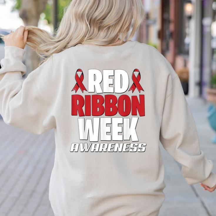 We Wear Red For Red Ribbon Week Awareness Mothers Teachers Women's Sweatshirt Back Print We Wear Red For Red Ribbon Week Awareness Mothers Teachers Women's Sweatshirt Back Print