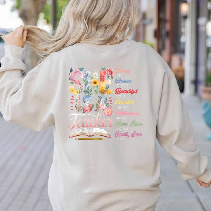 Women Bible Verse Christian Teacher God Says Back To School Women's Sweatshirt Back Print Women Bible Verse Christian Teacher God Says Back To School Women's Sweatshirt Back Print