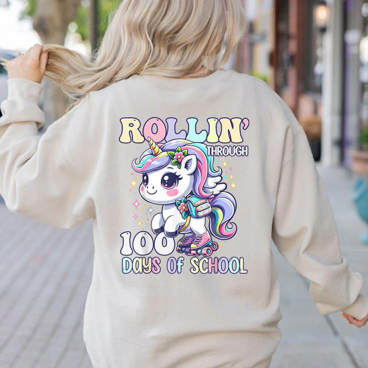 100 Days Of School Girls Teacher 100th Day Unicorn Outfit Women's Sweatshirt Back Print