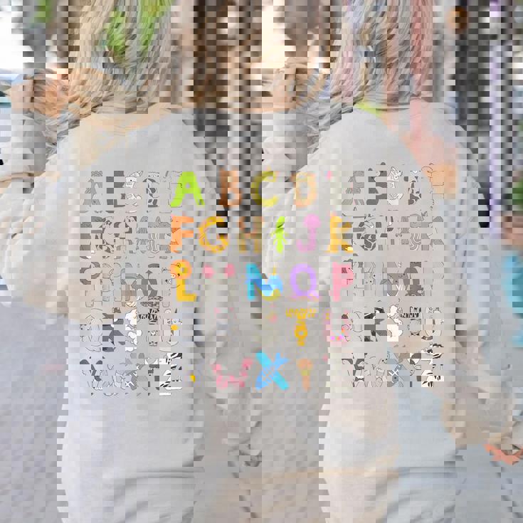 ABC Animals Alphabet Graphic Boys Girls Kindergarten Teacher Women&#x27;s Sweatshirt Back Print