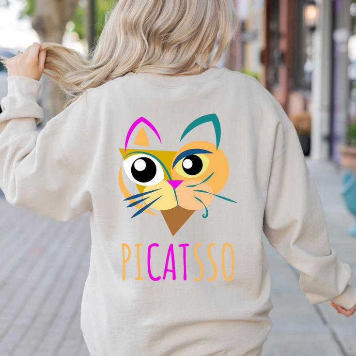 Abstract Cat Art Picatsso Shirt For Art Teachers Women's Sweatshirt Back Print
