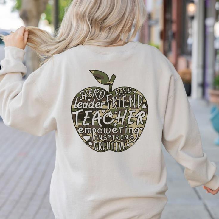 Apple Camoflauge Clothing Camo Student Teacher Cute School Women's Sweatshirt Back Print