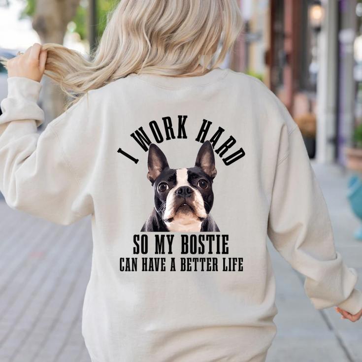 Bostie Mama Dog Dad Boston Terrier For Men Women Women's Sweatshirt Back Print