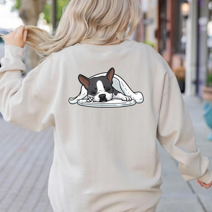 Boston Terrier Dog Official Sleeping Men Women Girls Kids Women's Sweatshirt Back Print