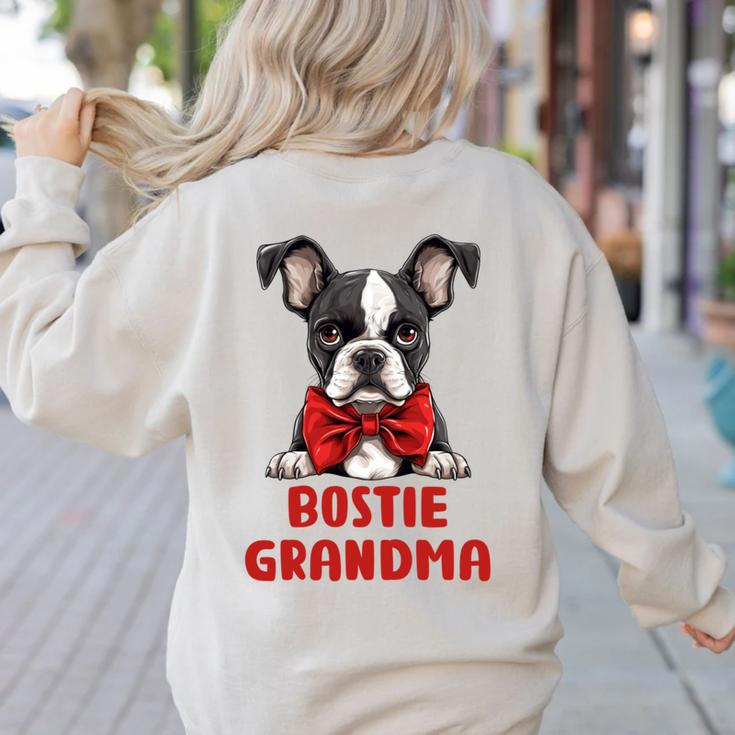 Boston Terrier Grandma Dog Lovers Puppy Bostie Owner Women's Sweatshirt Back Print