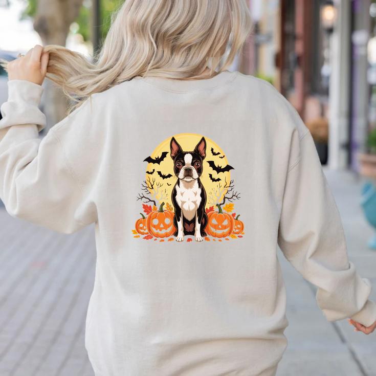 Boston Terrier Halloween Dog Lover Pumpkin Costume Women's Sweatshirt Back Print