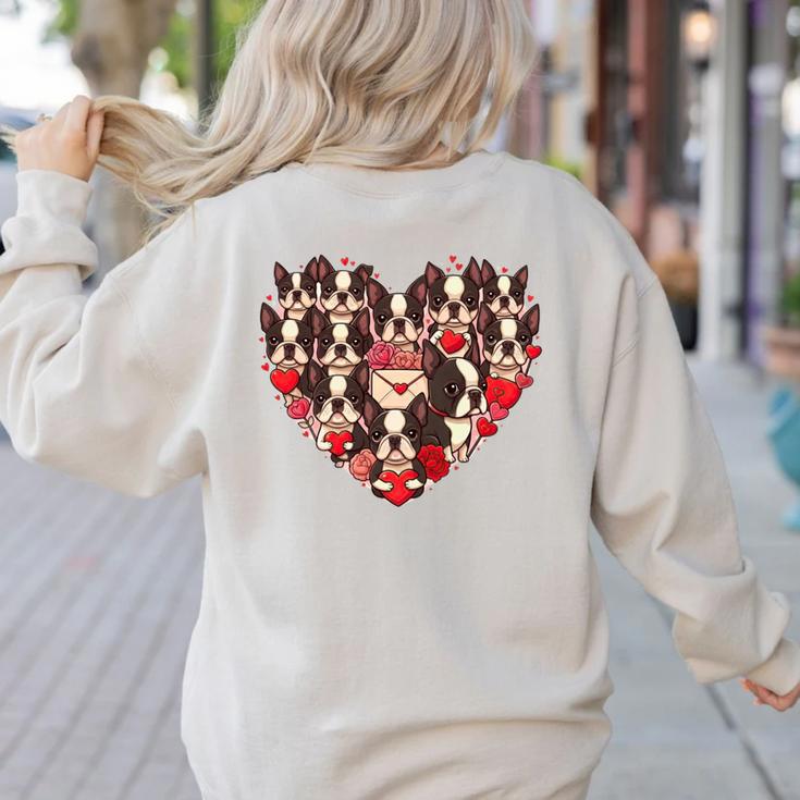 Boston Terrier Heart Valentine Boston Terrier Women's Sweatshirt Back Print