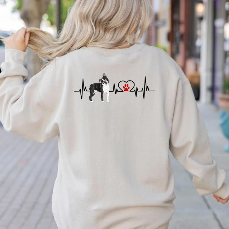 Boston Terrier Heartbeat Heart Line Women's Sweatshirt Back Print