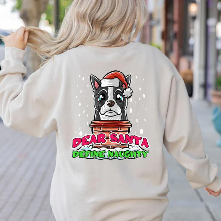 Boston Terrier Santa Claus Christmas Dog Women's Sweatshirt Back Print