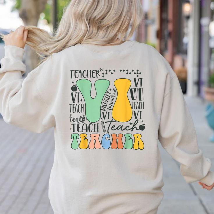 Braille Teacher Of The Visually Impaired Groovy VI Teacher Women's Sweatshirt Back Print