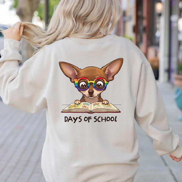 Chihuahua 100 Days Of School Rainbow Glasses Teacher Women's Sweatshirt Back Print