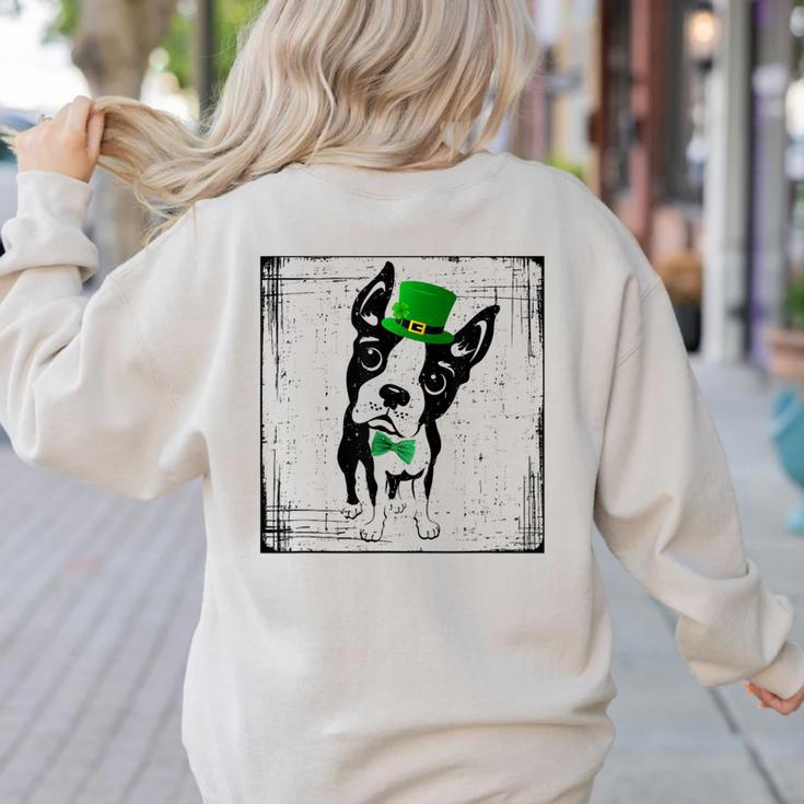 Cool Saint Patrick's Boston Terrier T Shirt For Dogs Lovers Women's Sweatshirt Back Print